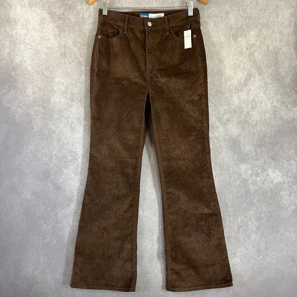 Old Navy Corduroy Flare Pants Womens 6‎ Petite Brown Higher High-Rise Hippie NEW